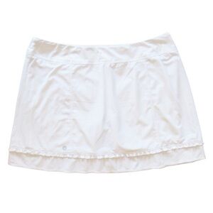 Athleta Womens White Skort XL Tall Tennis Golf Ruffle Hem Pockets Athletic